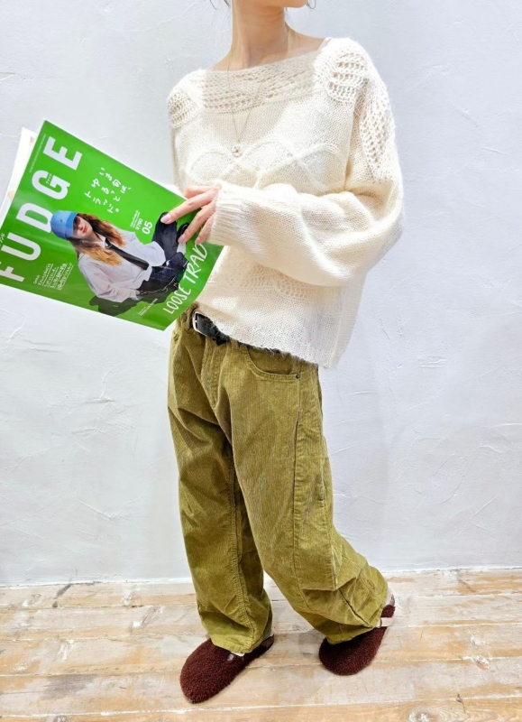 韓 編織寬領上衣 2色