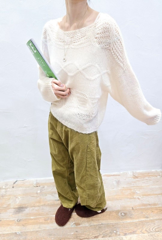 韓 編織寬領上衣 2色