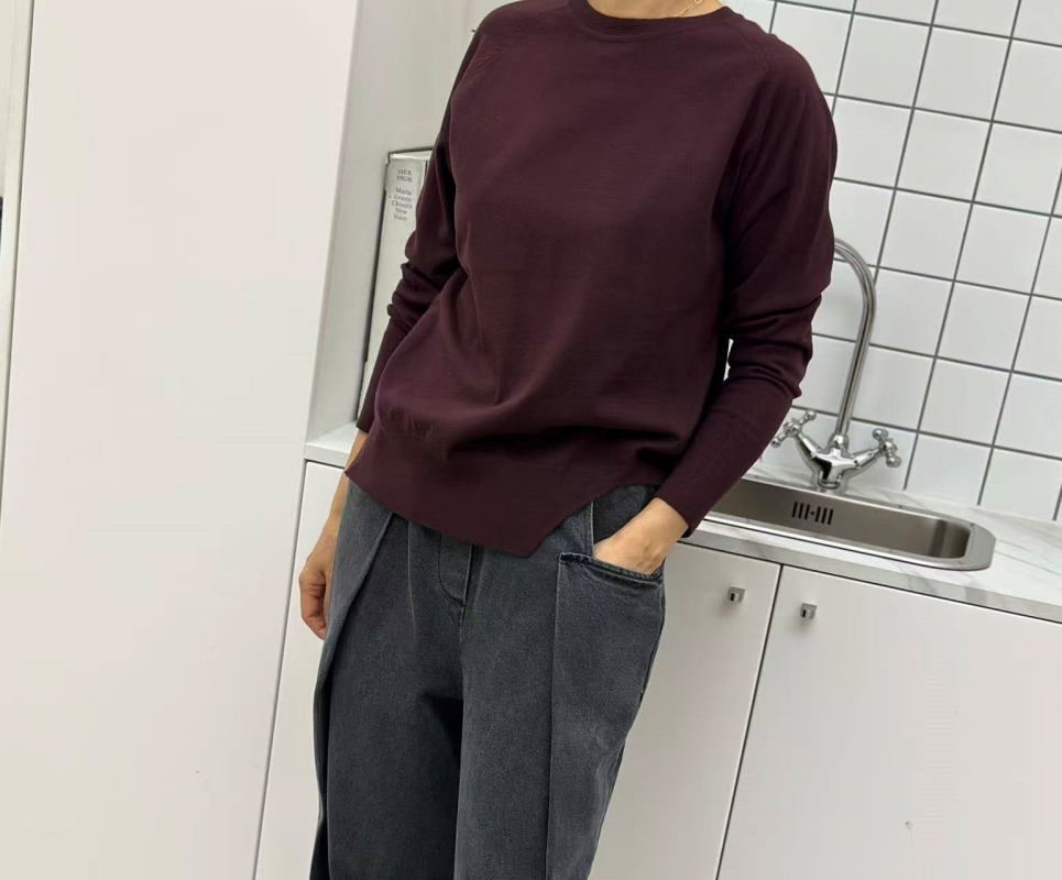 韓 下擺不規則針織棉上衣 5色 size