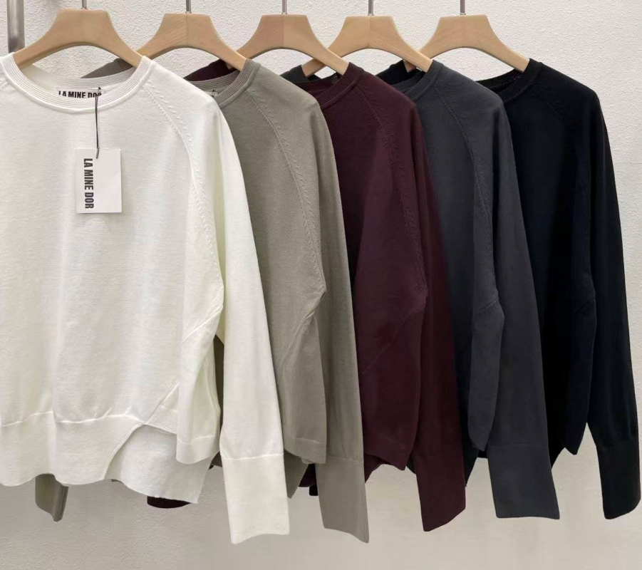 韓 下擺不規則針織棉上衣 5色 size