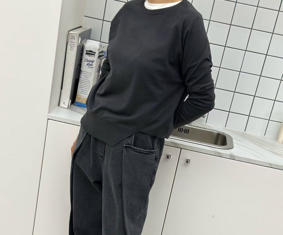 韓 下擺不規則針織棉上衣 5色 size