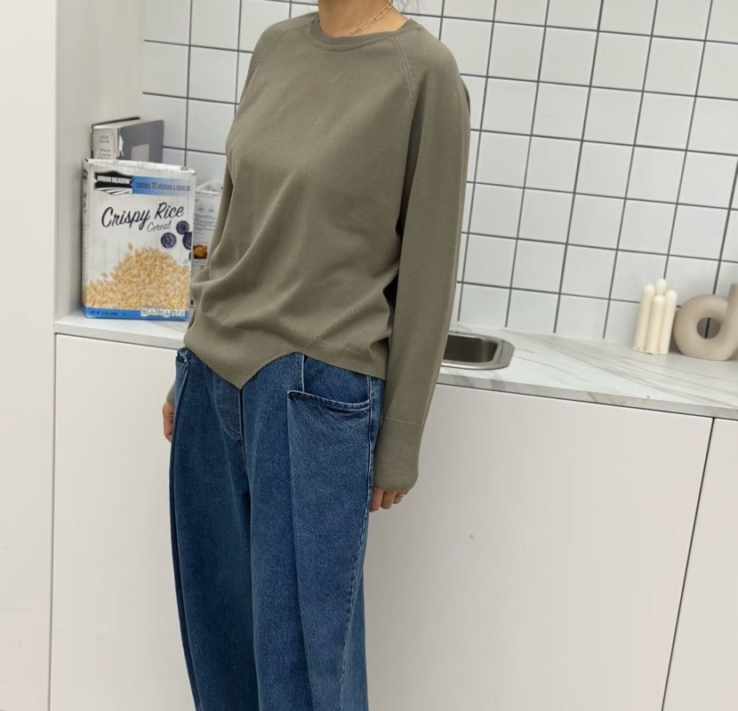 韓 下擺不規則針織棉上衣 5色 size