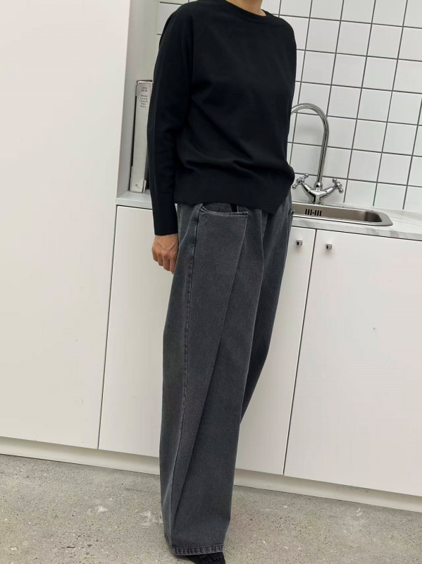 韓 下擺不規則針織棉上衣 5色 size