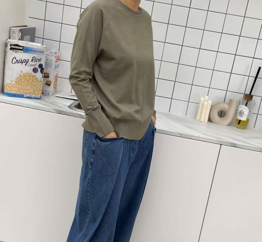 韓 下擺不規則針織棉上衣 5色 size