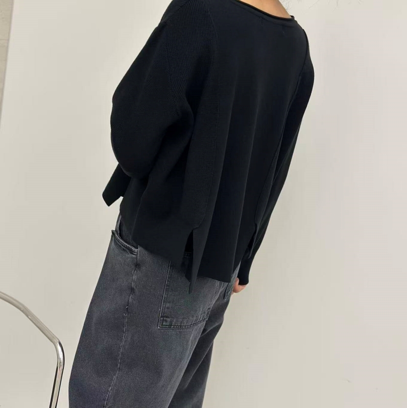 韓 下擺不規則針織棉上衣 5色 size