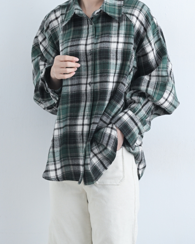 韓 白線格文襯衫 2色 size