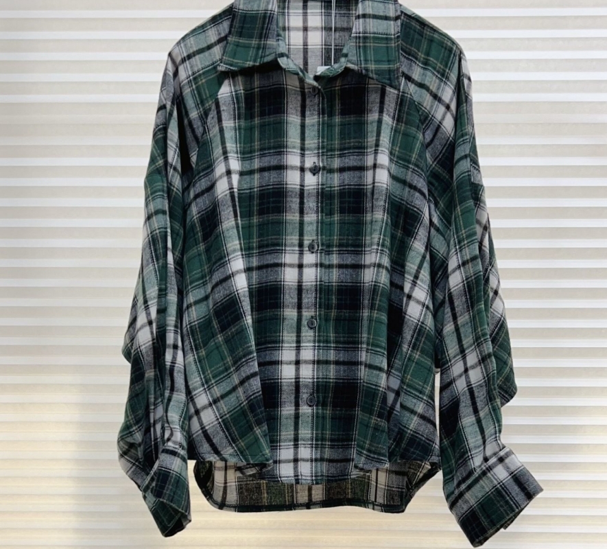 韓 白線格文襯衫 2色 size