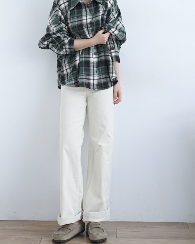 韓 白線格文襯衫 2色 size