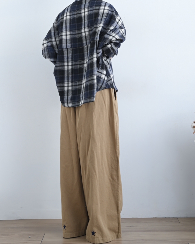 韓 白線格文襯衫 2色 size