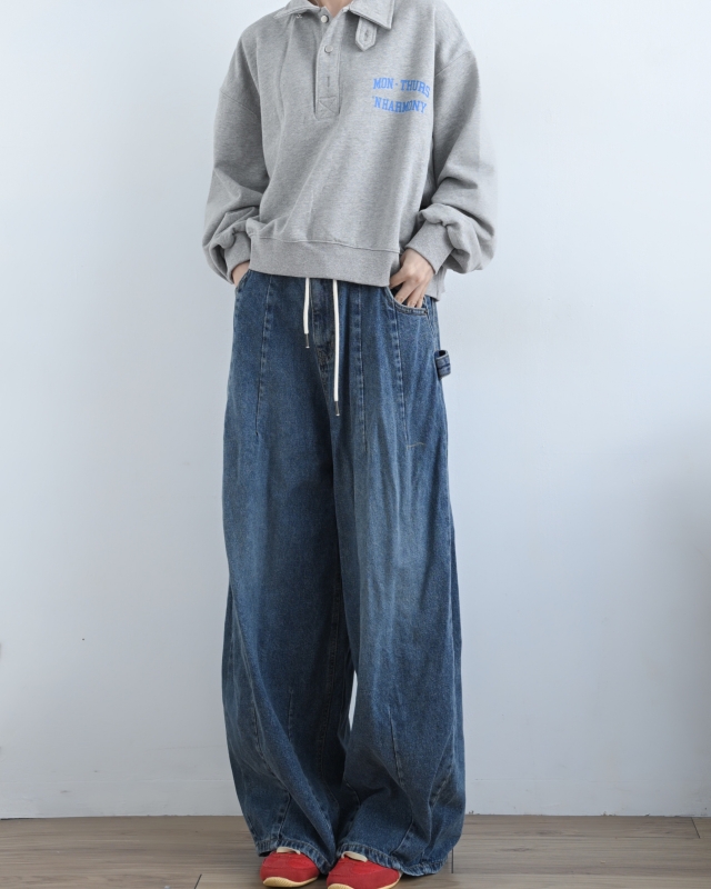 韓 小釦半襟上衣 size