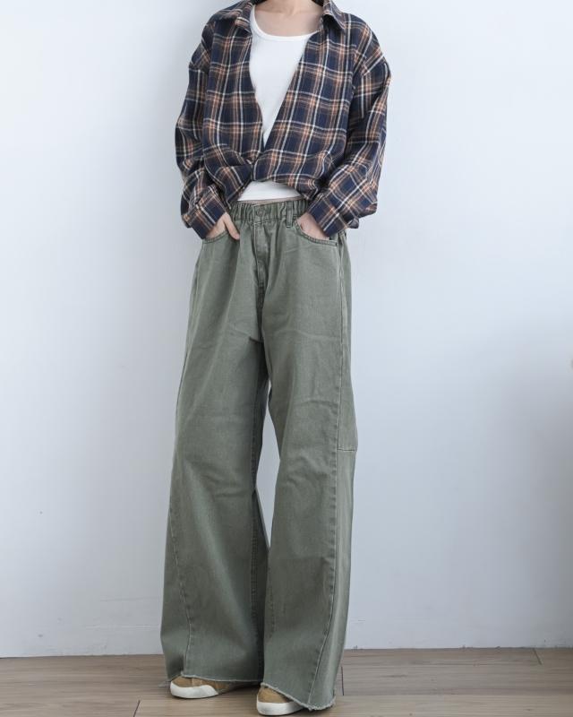 韓 兩件式格文襯衫 2色 size