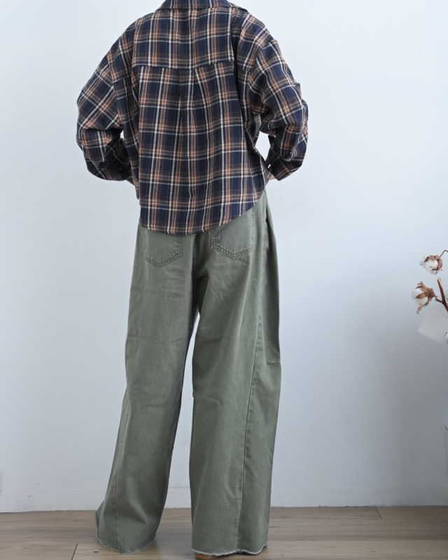 韓 兩件式格文襯衫 2色 size