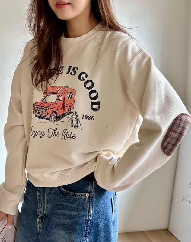 韓 肘拚格文汽車上衣 2色