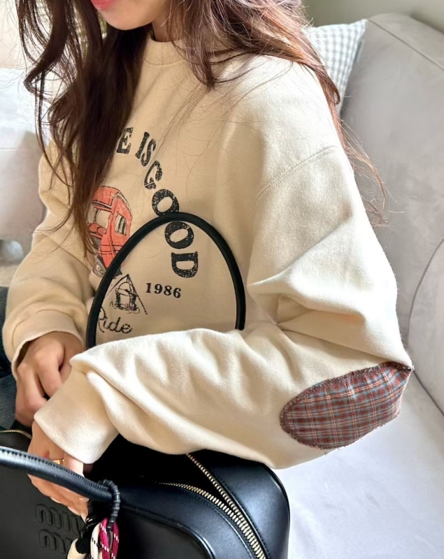 韓 肘拚格文汽車上衣 2色