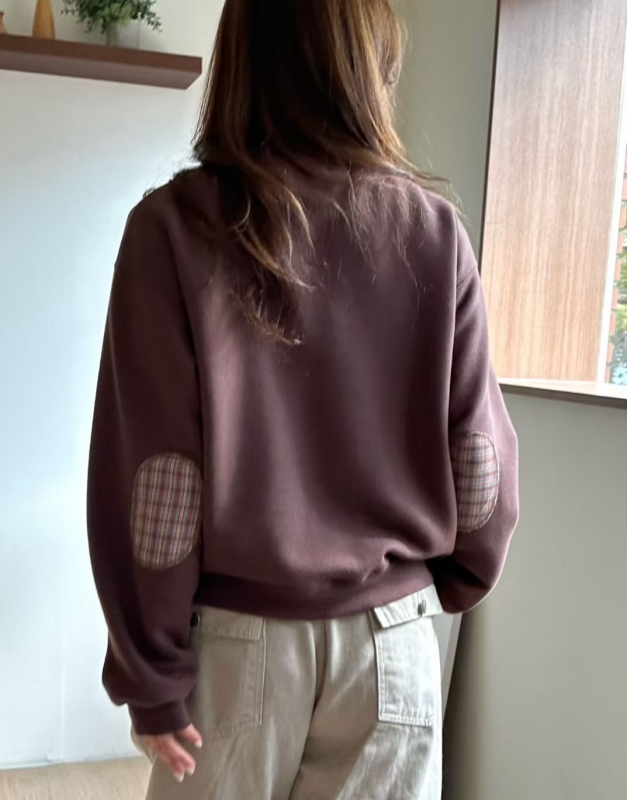 韓 肘拚格文汽車上衣 2色