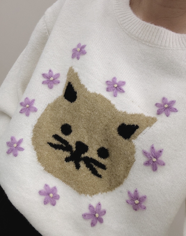 韓 小花與咪上衣 3色 size