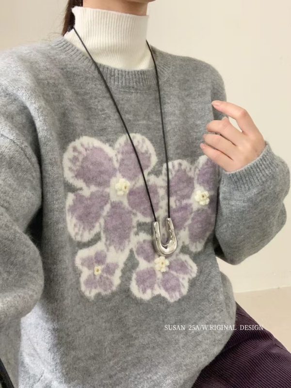 韓 大花小立體花上衣 2色 size