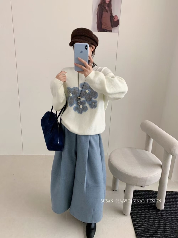 韓 大花小立體花上衣 2色 size