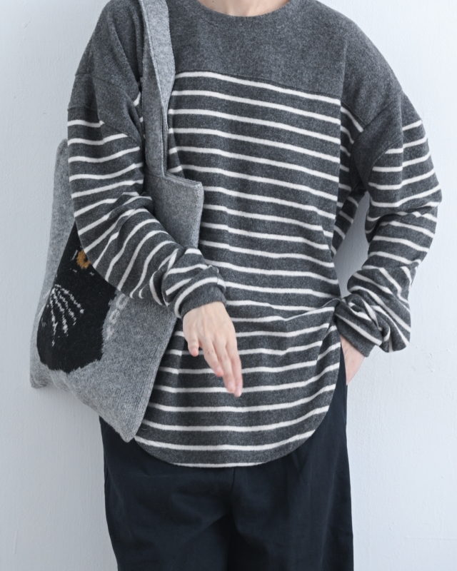 韓 微起毛條文上衣 2色 size