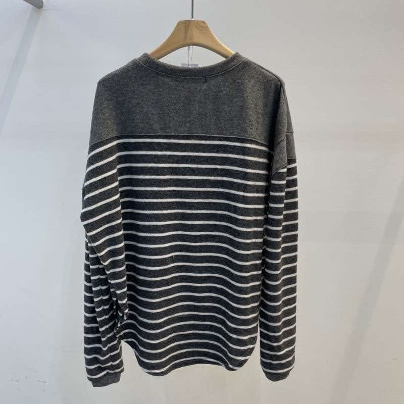 韓 微起毛條文上衣 2色 size