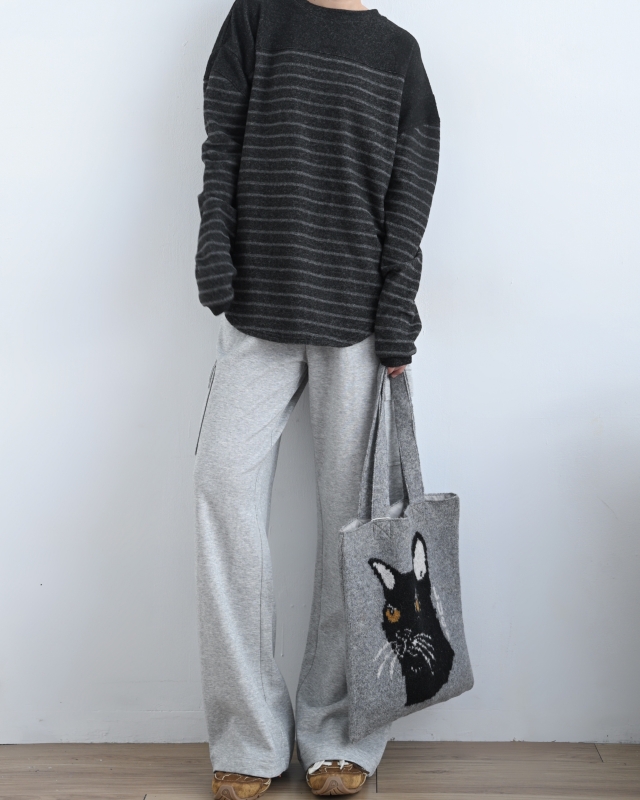 韓 微起毛條文上衣 2色 size