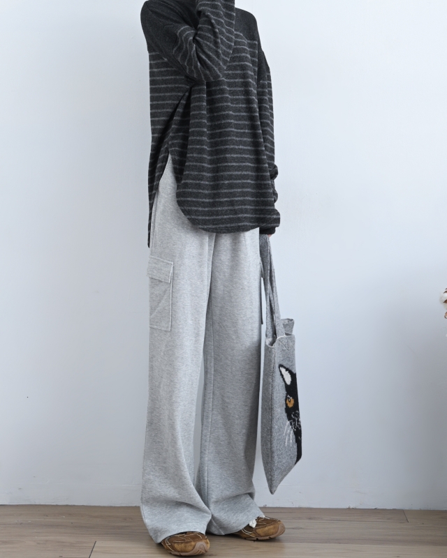 韓 微起毛條文上衣 2色 size