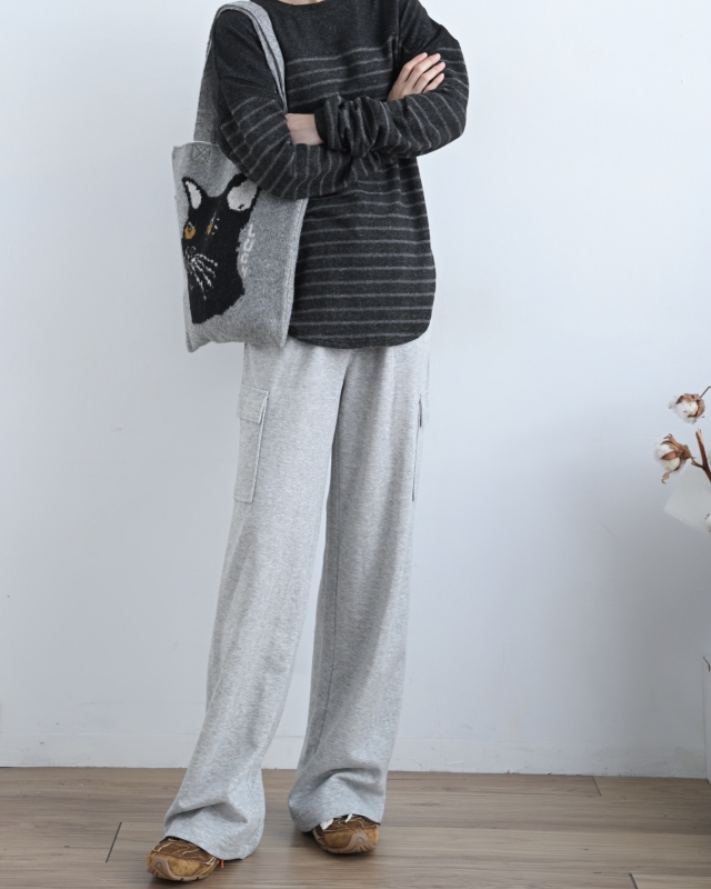 韓 微起毛條文上衣 2色 size