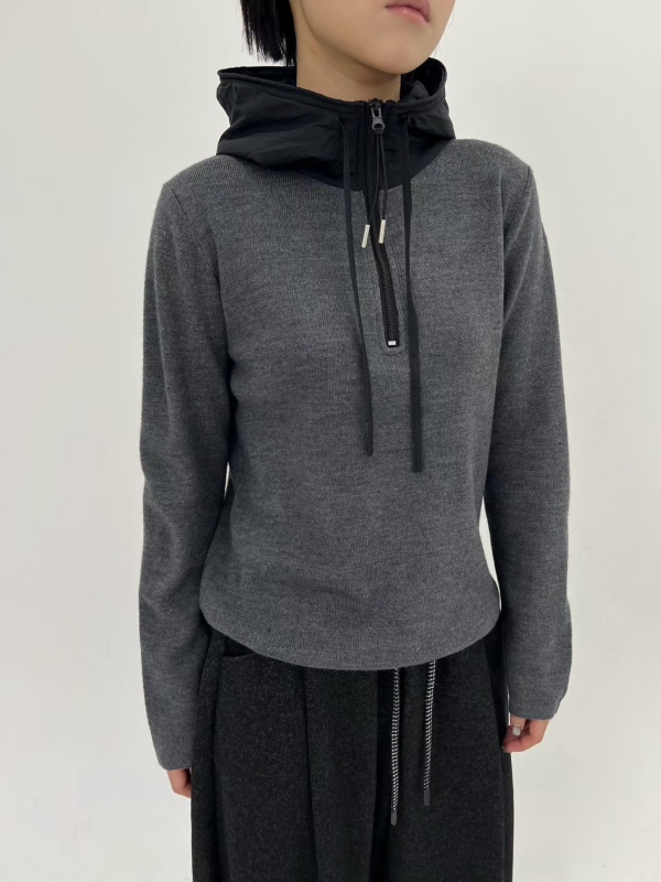 韓 拉鍊連帽上衣 2色