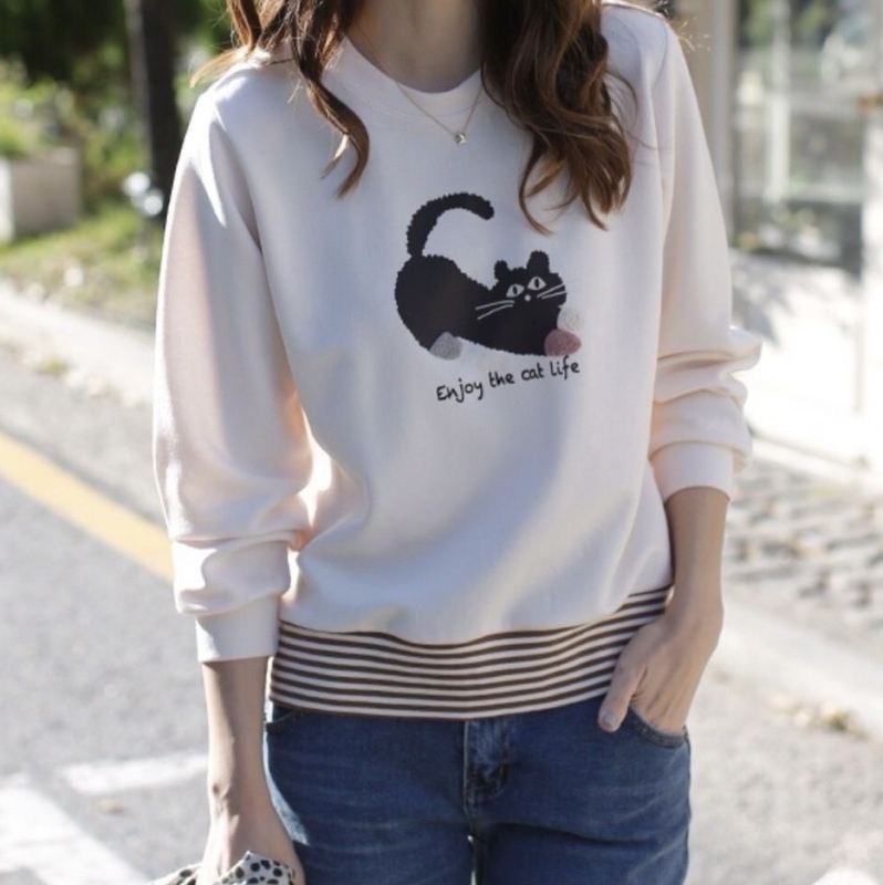 韓 下接條文咪上衣 2色 size