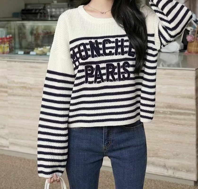 韓 英文字寬鬆橫文上衣 3色 size