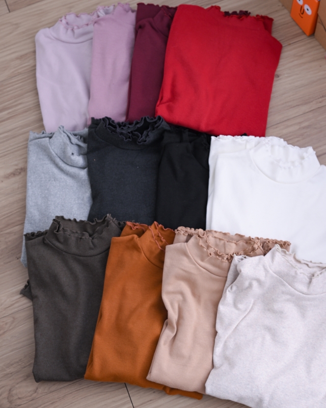 韓 雙層波浪領素色上衣 12色 size