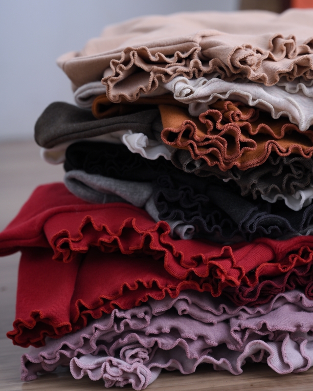 韓 雙層波浪領素色上衣 12色 size