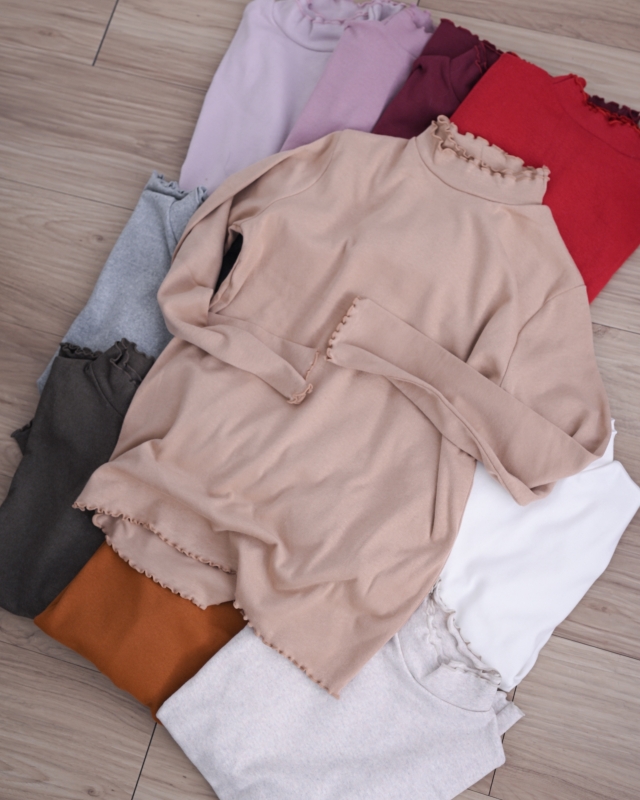 韓 雙層波浪領素色上衣 12色 size