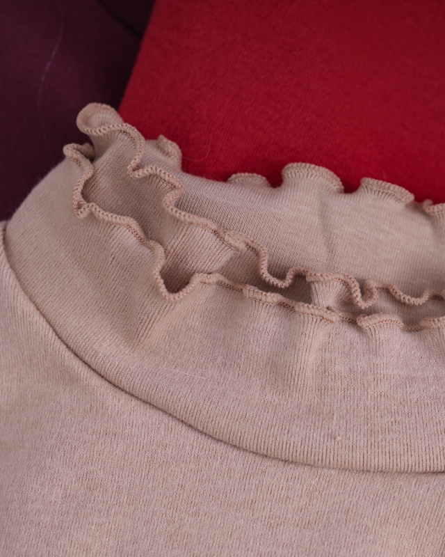 韓 雙層波浪領素色上衣 12色 size