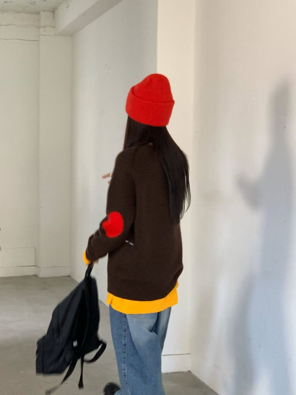 韓 肘配色拼布上衣 3色