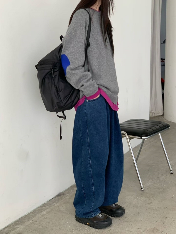 韓 肘配色拼布上衣 3色