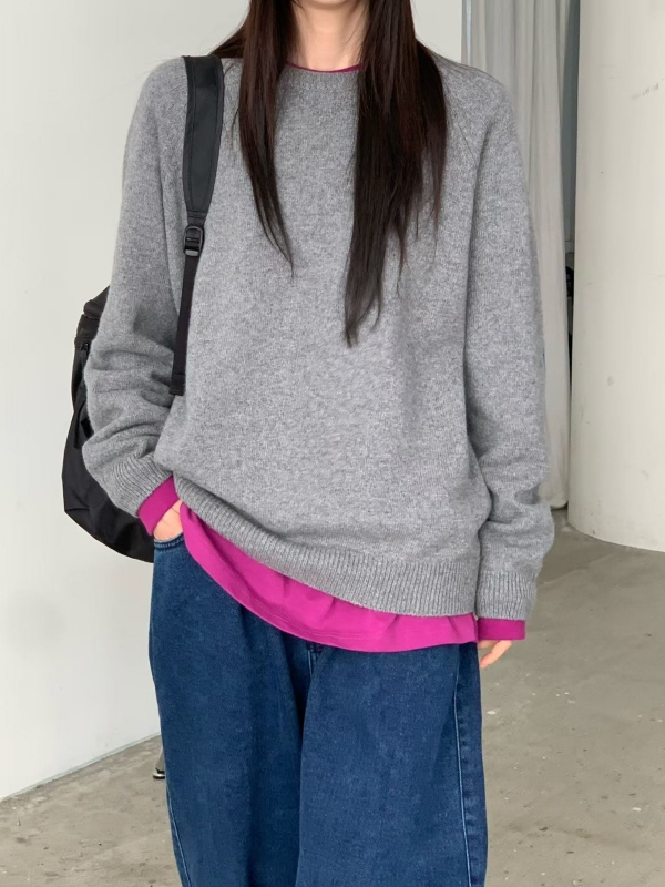 韓 肘配色拼布上衣 3色