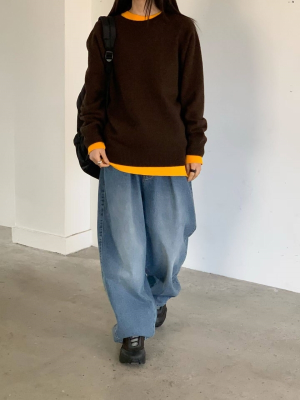 韓 肘配色拼布上衣 3色