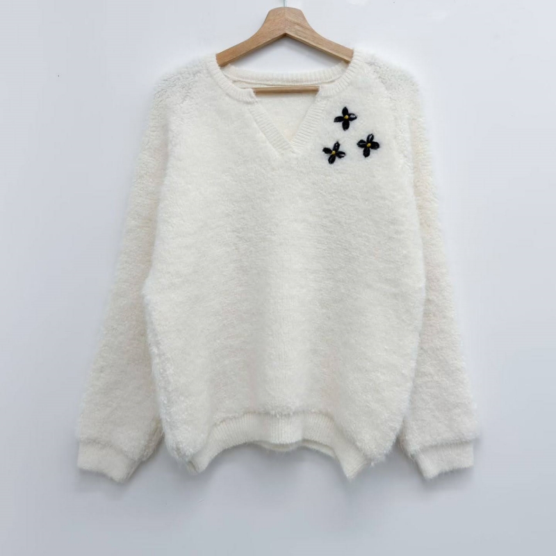 韓 三短小花V領上衣 2色