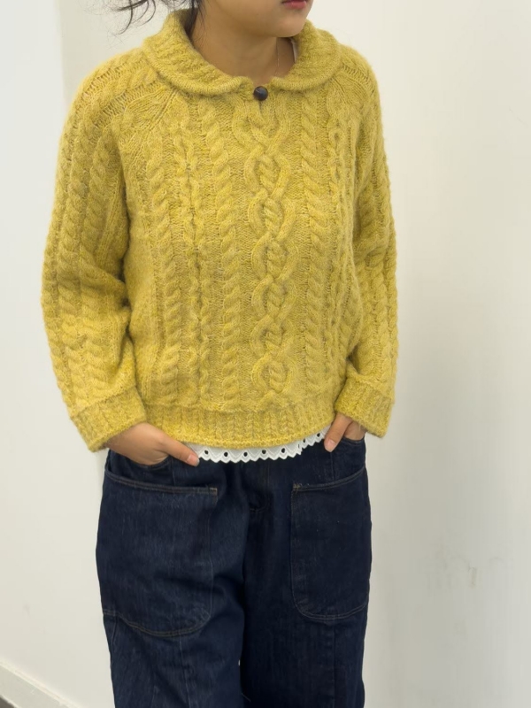 韓 有領捲捲麻花上衣 2色