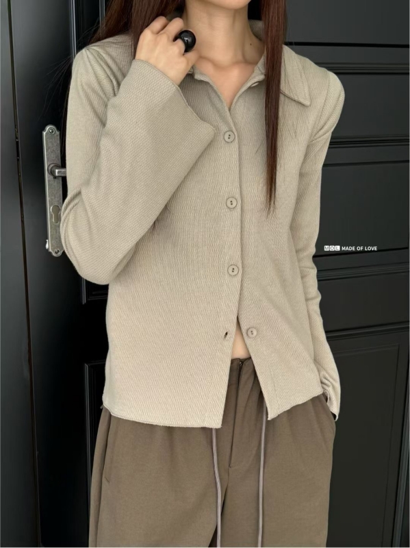 韓 修身有領上衣 2色 size