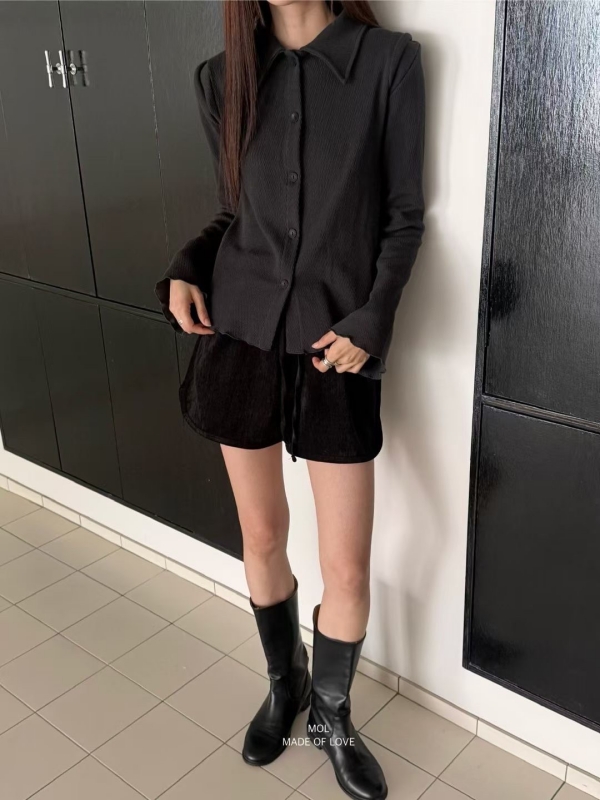 韓 修身有領上衣 2色 size