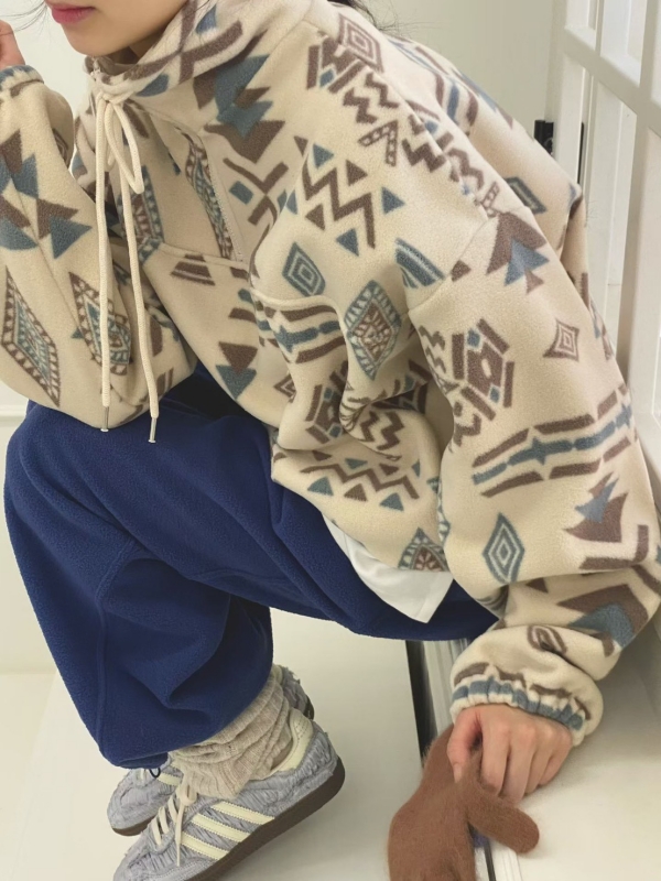 韓 圖騰拉鍊上衣 2色 size