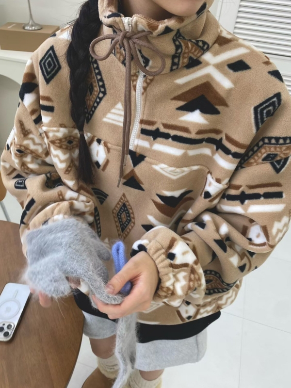 韓 圖騰拉鍊上衣 2色 size