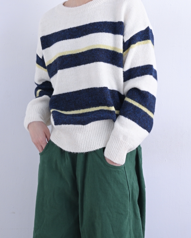 韓 拚色粗條文上衣 2色 size