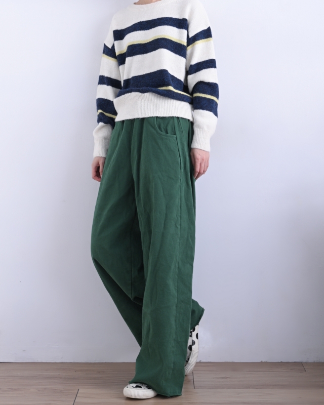 韓 拚色粗條文上衣 2色 size