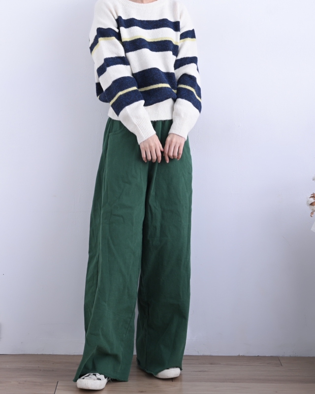 韓 拚色粗條文上衣 2色 size