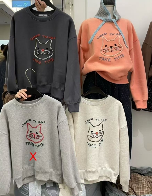 韓 縫線大頭咪上衣 3色 size