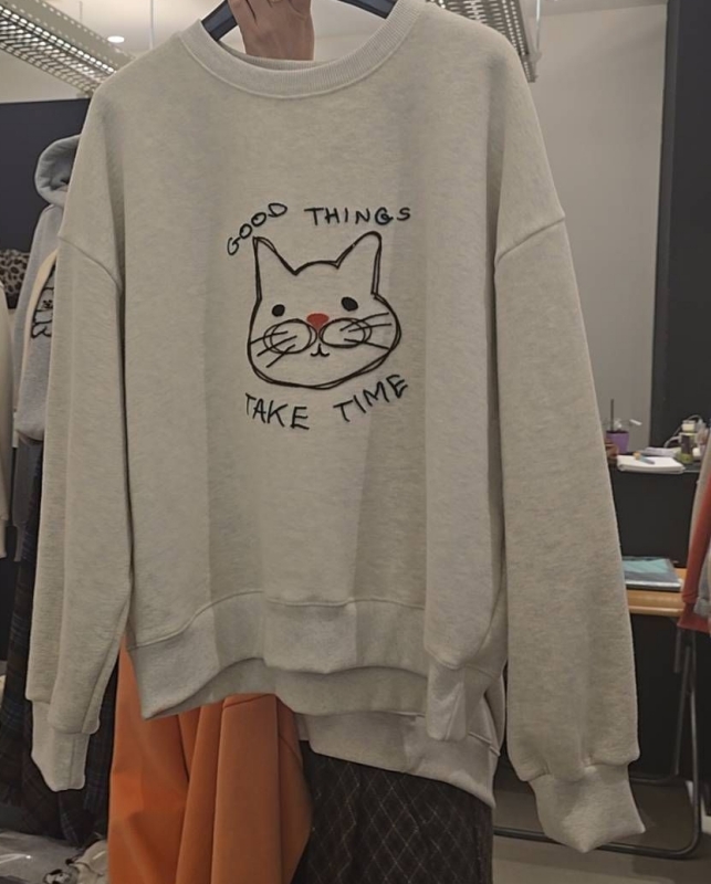 韓 縫線大頭咪上衣 3色 size