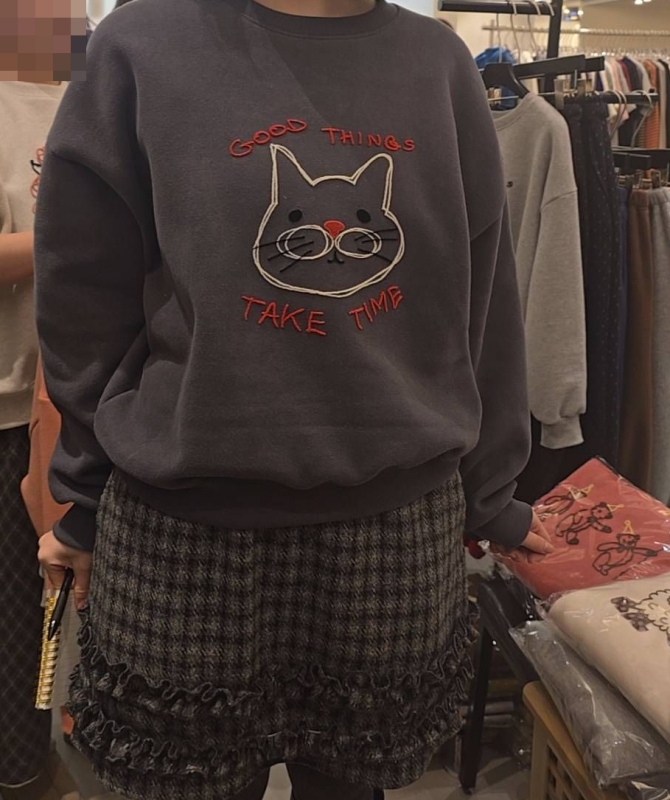 韓 縫線大頭咪上衣 3色 size